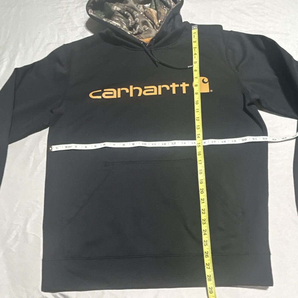 Carhartt Force Extremes Men Medium Black Yellow Logo Camo Line Hoodie Sweatshirt - Picture 5 of 7